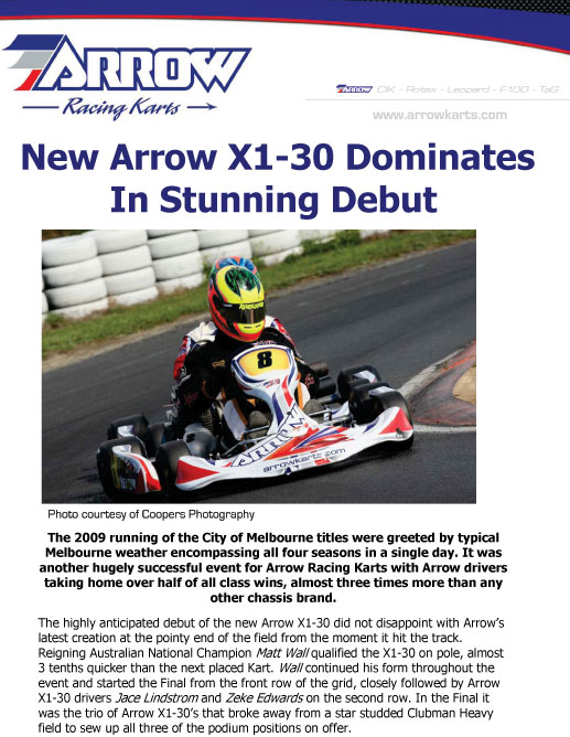 arrow x1-30 city of melbourne kart titles