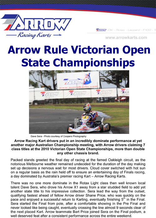 arrow karts at vic championships oakleigh
