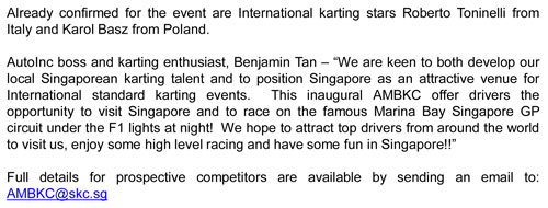 singapore kart racing