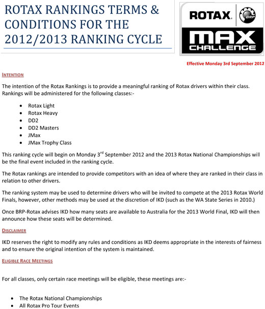 rotax ranking rules 2012 2013