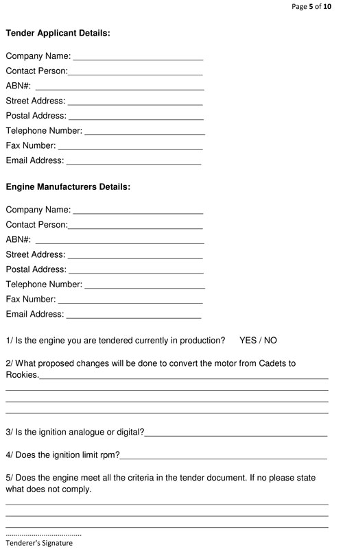 aka cadet rookie kart engine tender document