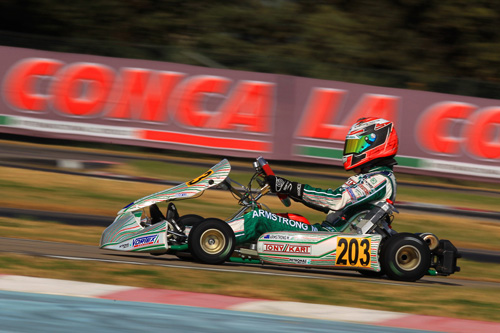 Kiwi Marcus Armstrong (#203) finished 19th in the KF class final at the opening round of the CIK-FIA European Championships at Portimao in Portugal last month