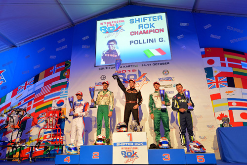 Rok Shifter prize ceremony with Giacomo Pollini on the top step of the podium