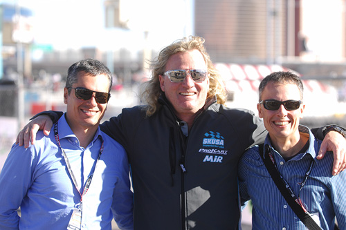 Superkarts! USA CEO Tom Kutsher with MG Tires owners Marcelo and Gianfranco Ventri