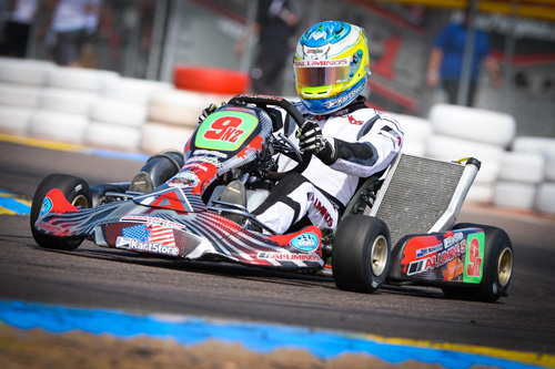 Christchurch driver Matthew Hamilton won the main event at the big Streets of Lancaster Grand Prix kart meeting in California on Sunday