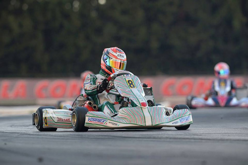 Marcus Armstrong at speed at the WSK Final Cup meeting in Italy over the weekend