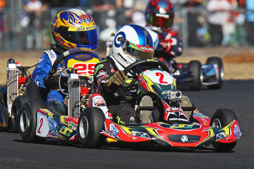JC Kart/Holden Kart Team driver Oscar Targett holds a slender lead in the series points for Micro Max