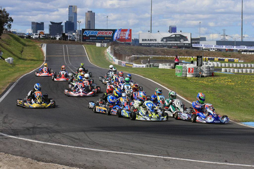The KA2 field fire into turn one at Port Melbourne