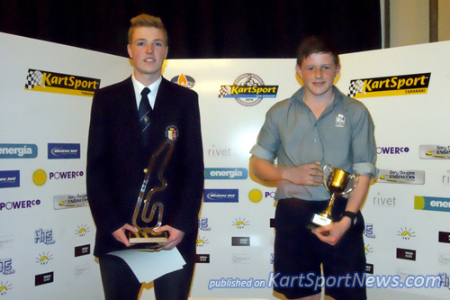 Secondary Schools title winners for their school, Palmerston North Boys' High School, were Jacob Cranston (left) and Tom Greig
