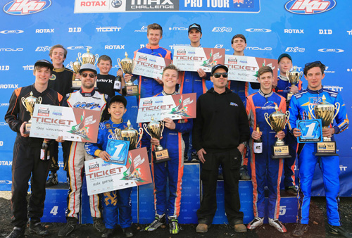 Drivers using CC Racing tuned engines picked up a LOT of awards at the most recent Pro Tour round. Front row (L to R): Troy Alger, Troy Woolston, Hugh Barter, Joshua Fife, Clint Cathcart, Cameron Longmore, Brad Jenner. Back row (L to R): Nikolaj Thomas, Callum Bishop, Cody Gillis, Dylan Hollis, Alex Morse, Kade Vink.