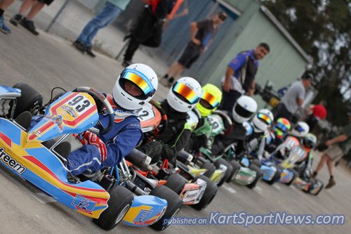 Henry Johnstone (#93) off pole in KA3 junior before going on to take out the final after strong heats