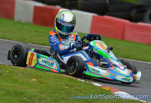 Oliver Bearman won both Honda Cadet finals at Larkhall's Super One round
