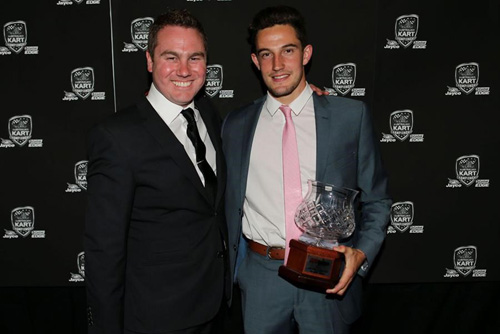 2015 winner of the MG Tyres Driver's Driver of the Year Award Brad Jenner (right)