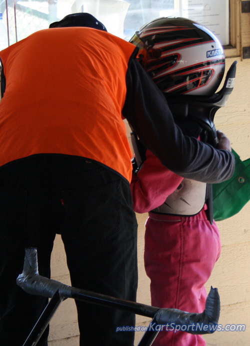 Sometimes ya just need dad's arm around ya. Ruby Gibson DNF'd the Cadet 9 pre-final having earlier qualified P2 and carding a couple of seconds in the heats.