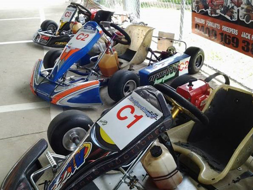 A trio of Cadet karts ready for newcomers to have a run. There was no charge for these potential new members to come along and have a drive