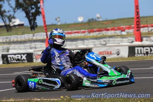 •	Lee Mitchener celebrating as he wraps up his Rotax MAX Australian Challenge Title