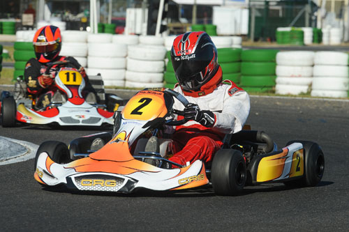 Michael Phillpott in action behind the wheel of his CRG kart