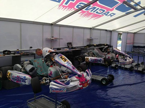 The karts of Dimitri Agathos and Josh Smith during the test