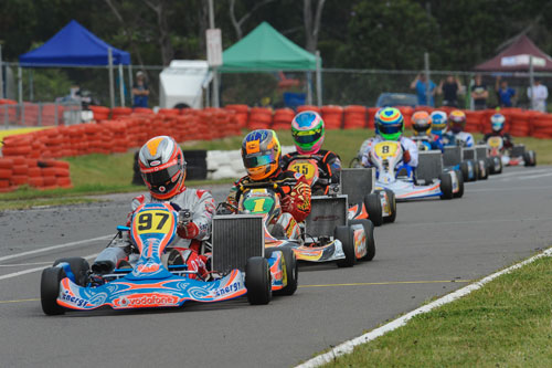 Gold Coaster Chris Hays leading the field during the 2012 CIK Stars of Karting Series