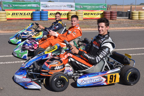 Nick Percat (front), Scott Pye (middle) and Tim Slade will all be in action this weekend at the Clipsal 500