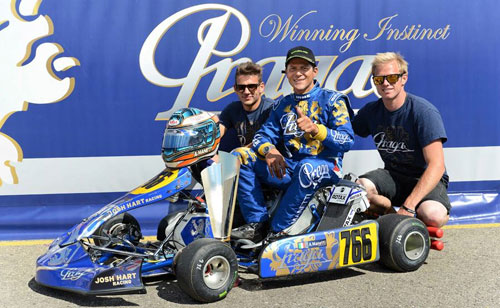 Josh (right) with Alessandro Manetti after winning recent Rotax Max Euro in Castelletto, Italy