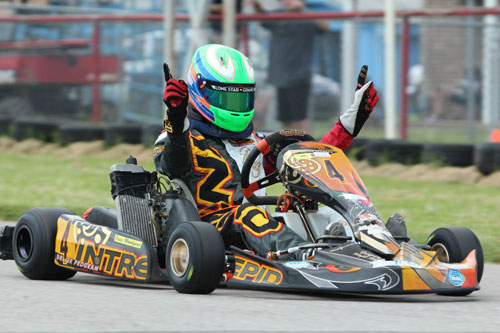 Jesse Woodyard won a main event race in S5 and Rotax Junior 