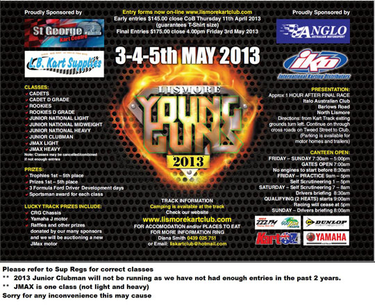 lismore young guns karting titles event promo flyer