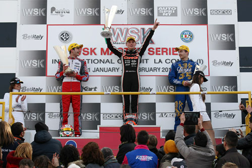 Max Verstappen atop the KZ 2 podium