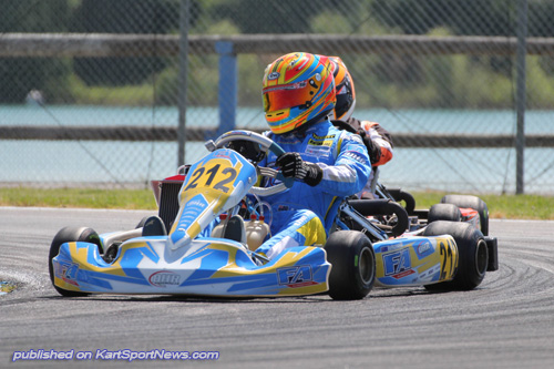 Australian Pierce Lehane in action at the 7 Laghi International Kart Circuit