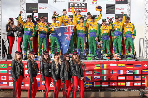 Australia's contingent of drivers on the Nations Cup Podium in Spain 