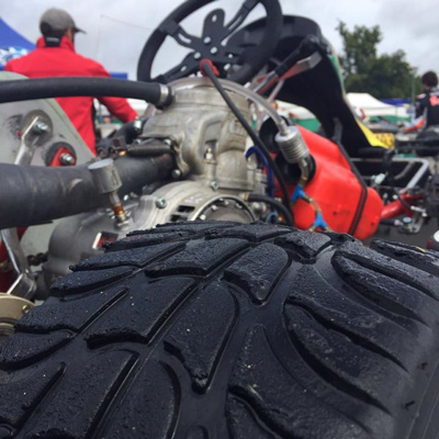 Jason Faint's tyre after heat 3 where he moved up 14 spots to finish 12th