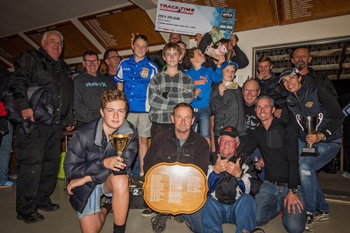Members of the winning club, KartSport Hawke's Bay, celebrate their success