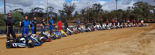 The impressive 20-kart field assembled for the opening round of the WA 200 Open Super Series