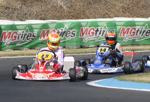 From Rotax to X30, Brad Jenner keeps winning, here leading fastest qualifier Leigh Nicolaou