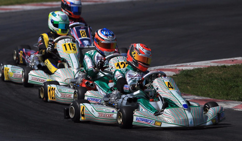 Marcus Armstrong (#4 Tony Kart) in action at a recent round of the 2016 WSK Super Master Series