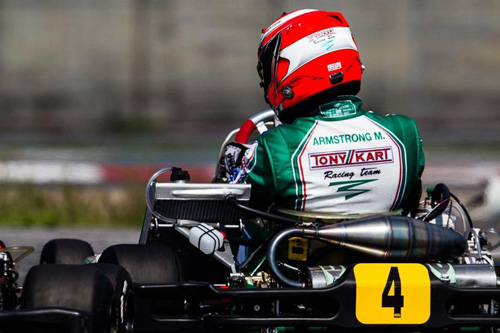 Marcus Armstrong leads a group at the third round of the 2016 WSK Super Master Series