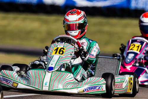 Kiwi karter Marcus Armstrong contesting this years' CIK-FIA World KZ Championship meeting in Sweden