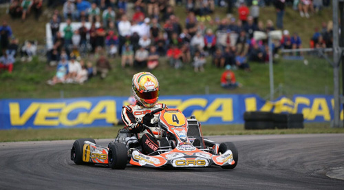 Paolo De Conto on his way to victory at the World Karting Championship in Sweden