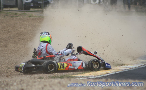 A bump from a rival sent Matty Smitth off track at an Australian Kart Championship round earlier this year 