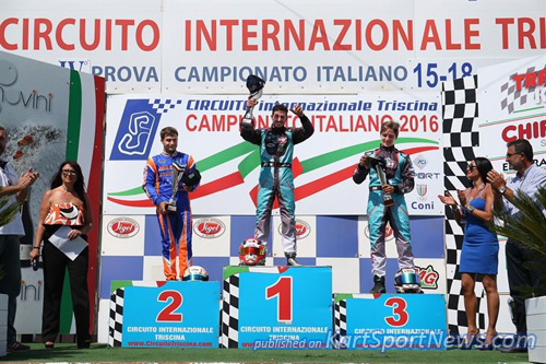 KZ2 podium of Race-1, with Celenta winning between Torsellini and Alogna