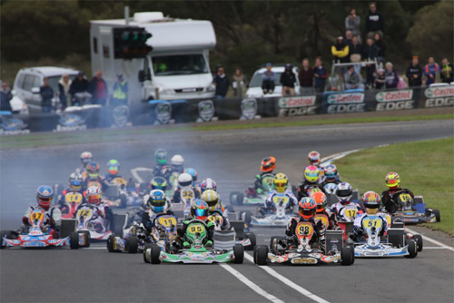 The drivers in the KZ2 class will reach speeds in excess of 120 km/h around the Dubbo circuit