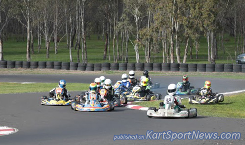 A few karters taking to the grass with some air time for Nicholas Schembri in KA3 Junior