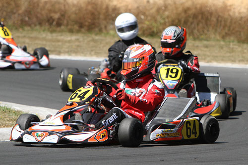 Ryan Grant (#64) looks set to again be the man to beat at the final round of this year's Formula S Pro-Kart Series at Auckland this weekend.