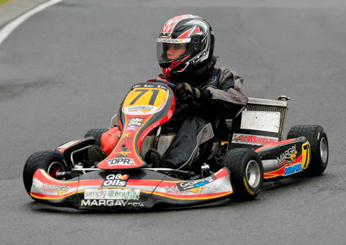 Currently running sixth in the KF3 junior support class, young Auckland driver Oscar Drummond