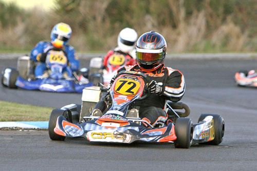 Aucklander Aarron Cunningham (#72) came through to take Rotax Max Heavy honours