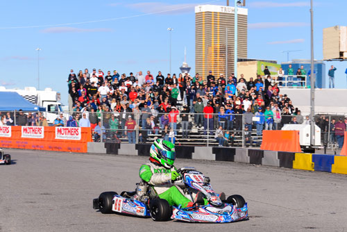Nicholas Rowe on his way to becoming the first Australian driver to win at the SuperNationals in Las Vegas 