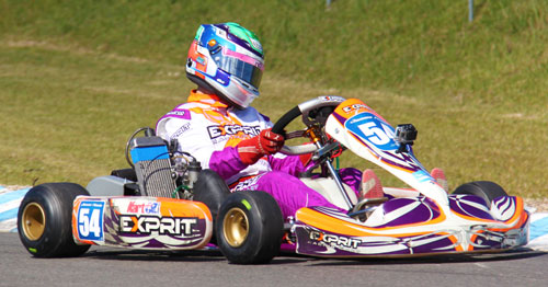 Junior MAX driver James Abela aboard Exprit, which currently leads the Manufacturers' Cup rankings