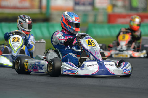Joseph Mawson in action during the opening round of the CIK-FIA World Karting Championship