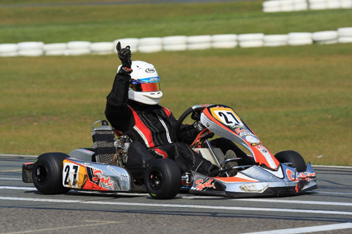 Kyle Angel continued his clean sweep and took the win in the Sodi Junior Max Trophy Class