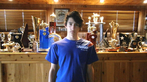 Matthew McLean with his 2012 Karting trophy collection